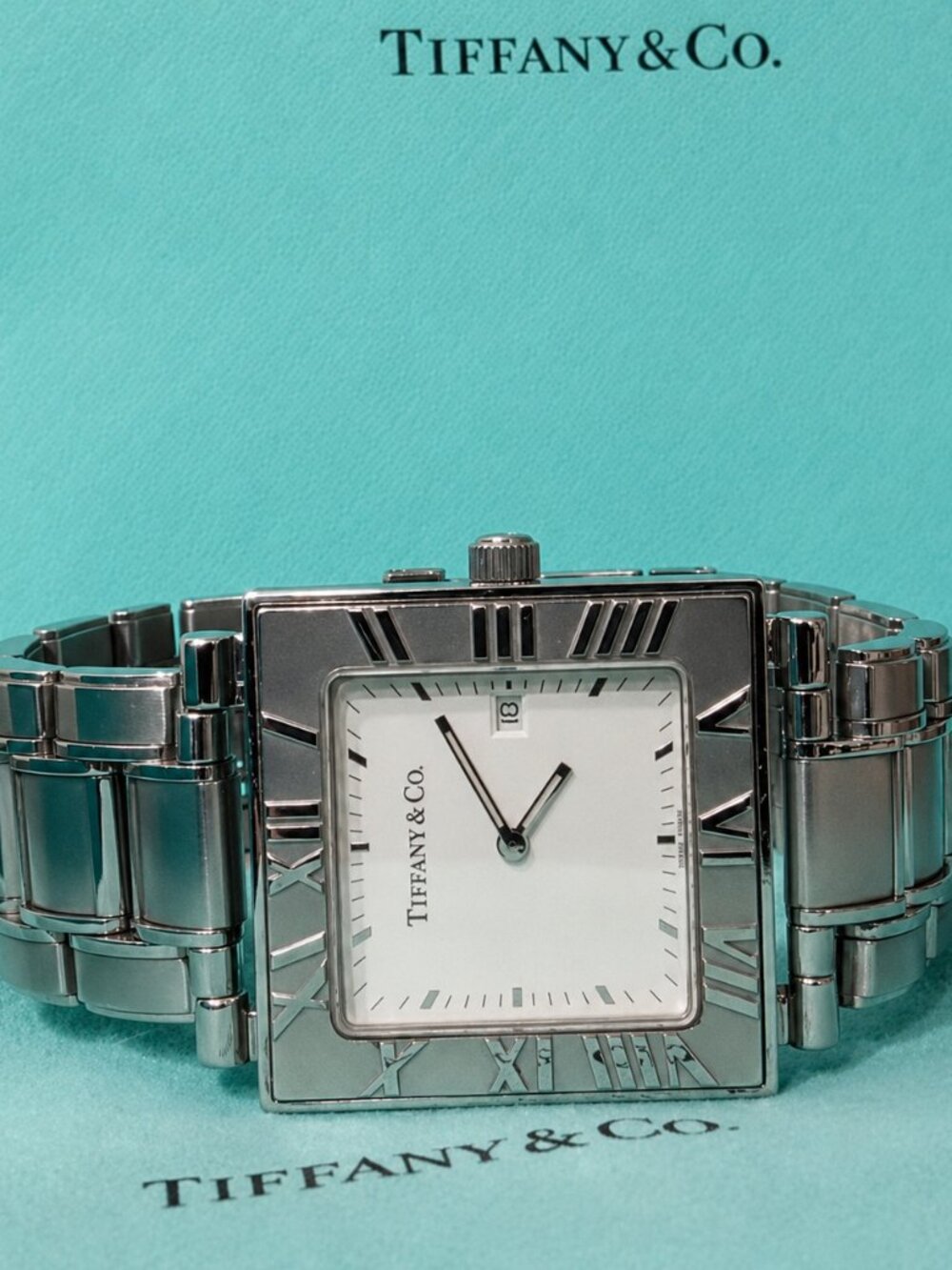Tiffany & Co. Iconic Atlas Stainless Steel Swiss Made Square Watch - Picture 8 of 16